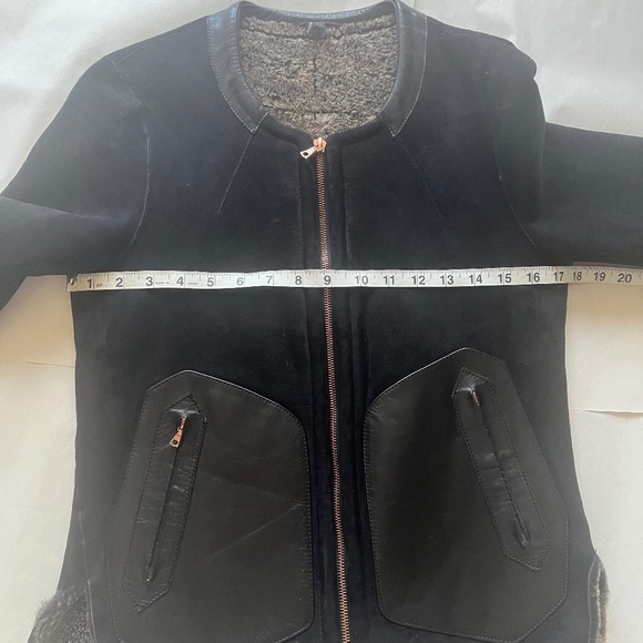 Rag Bone Subi Reversible Sheepskin Shearling Black Winter‎ Leather Sherpa Jacket - Picture 9 of 13